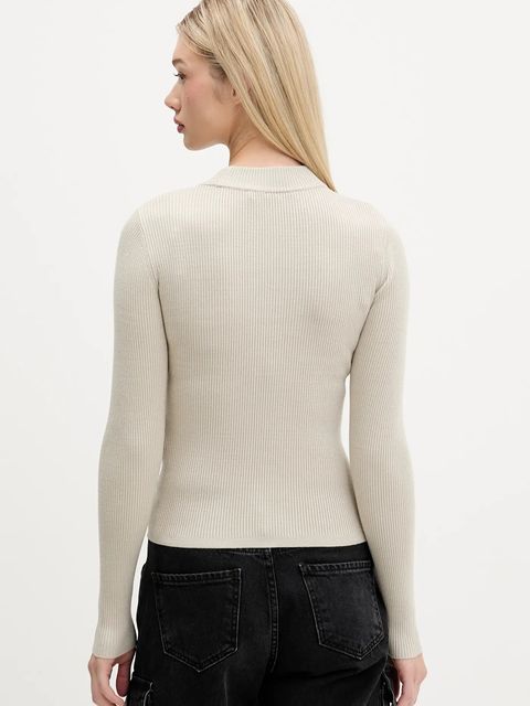 Karl Lagerfeld Jeans sweter damski kolor beżowy lekki z półgolfem A4W18013