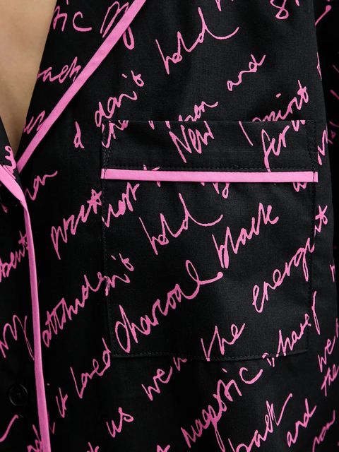 Dkny piżama bawełniana kolor czarny bawełniana YI90085