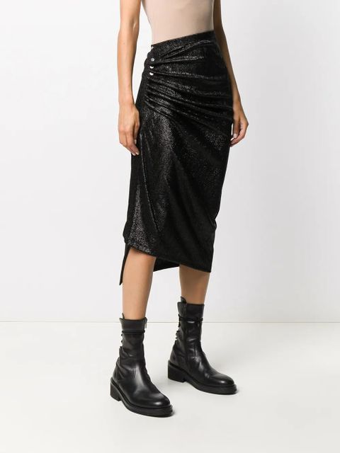 Rabanne metallic threaded asymmetric skirt - Black