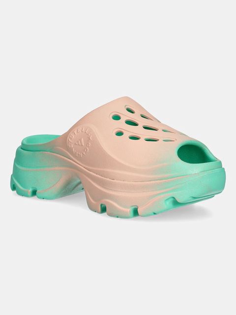adidas by Stella McCartney klapki Clog damskie kolor zielony na platformie JH8952 - zdjęcie produktu nr 1