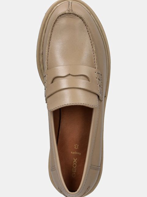 Geox mokasyny skórzane D BLEYZE damskie kolor beżowy na platformie D16QDB 00043 C5322