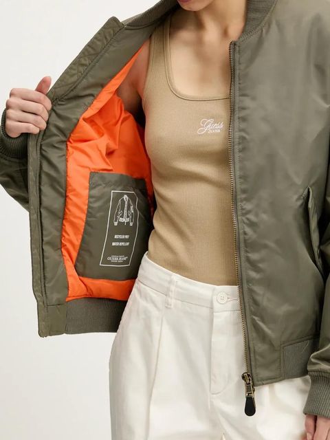 Guess Jeans kurtka bomber damska kolor zielony przejściowa W5RL81 WHAA2 - zdjęcie produktu nr 2