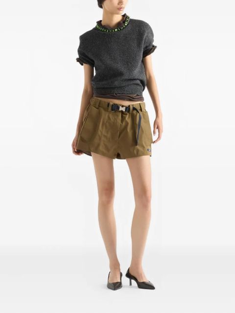 Prada triangle-logo crew-neck T-shirt - Brown - zdjęcie produktu nr 2