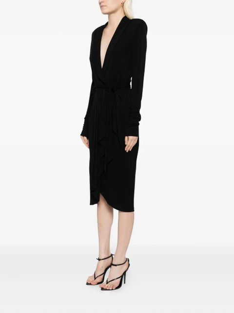 TOM FORD long-sleeves wrap dress - Black - zdjęcie produktu nr 2