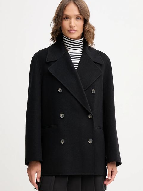 Tommy Hilfiger płaszcz z wełną kolor czarny WW0WW47479 - zdjęcie produktu nr 1