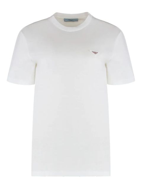 Prada logo-plaque crew-neck T-shirt - White - zdjęcie produktu nr 1