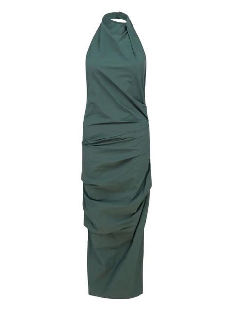 Paris Georgia June halterneck gathered midi dress - Green - zdjęcie produktu nr 1