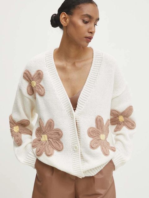 Answear.LAB kardigan z dodatkiem wełny damski kolor beżowy - zdjęcie produktu nr 2