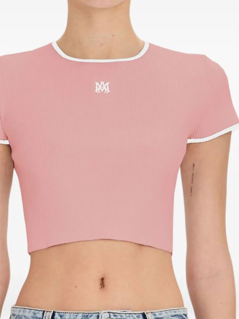 AMIRI ribbed-knit short-sleeved top - Pink