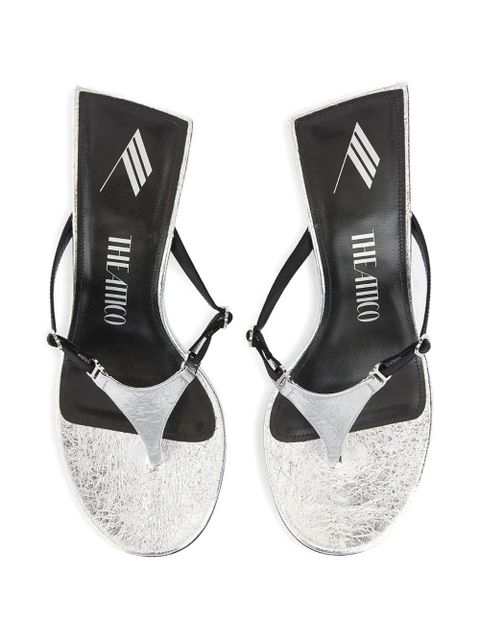 The Attico 65mm metallic-leather buckled sandals - Silver