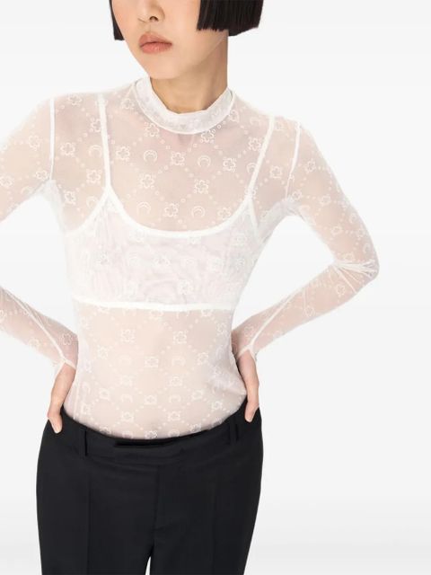 Marine Serre semi-sheer top - White