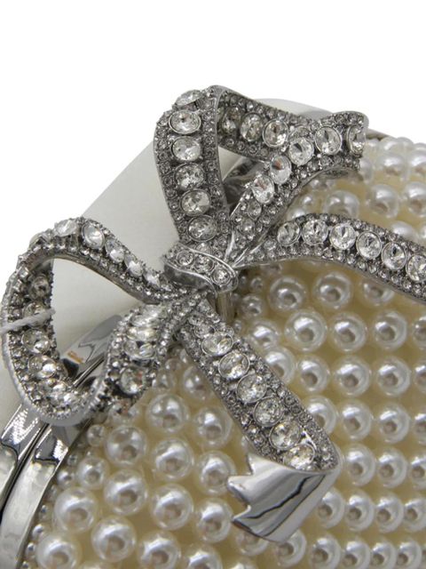 Self-Portrait pearl-embellished heart clutch bag - White