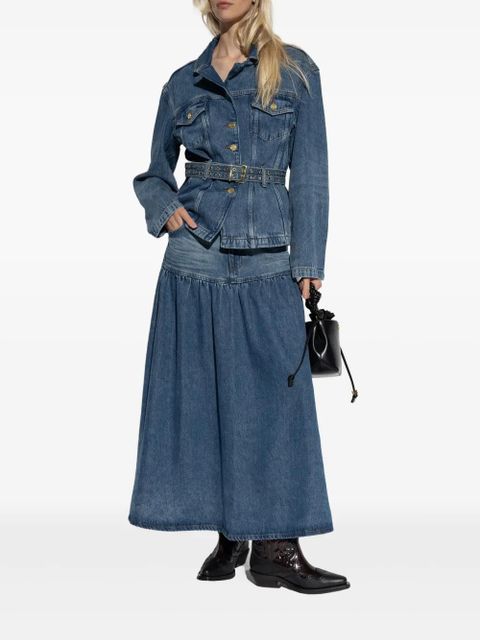 GANNI belted jacket - Blue