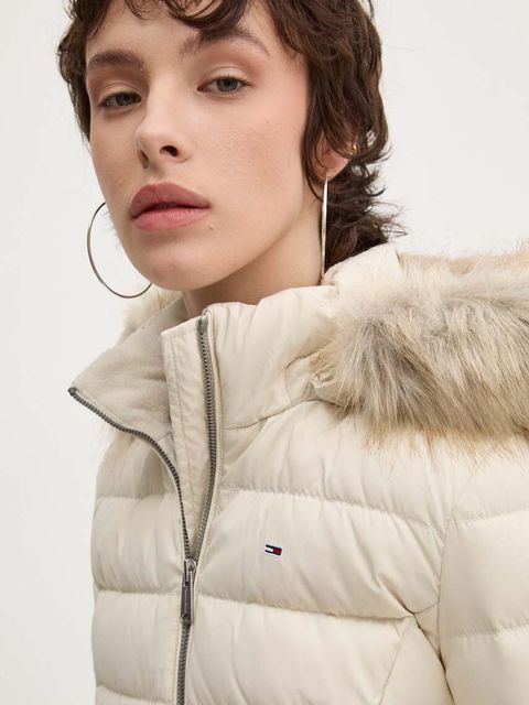 Tommy Jeans kurtka puchowa damska kolor beżowy zimowa DW0DW18312