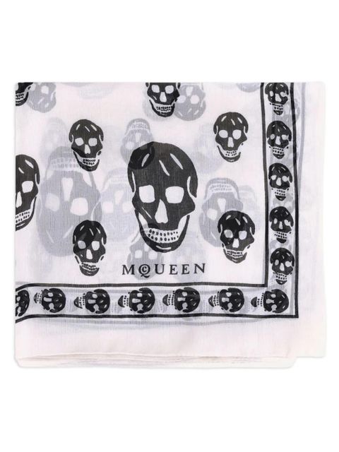 Alexander McQueen skull-print silk scarf - White