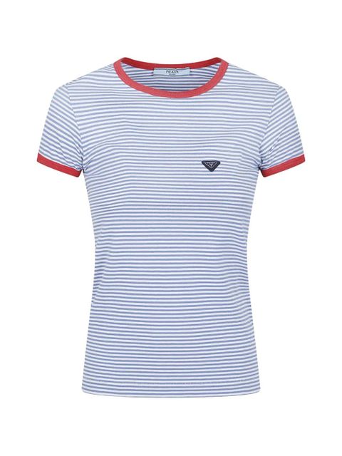 Prada striped crew-neck T-shirt - White - zdjęcie produktu nr 1