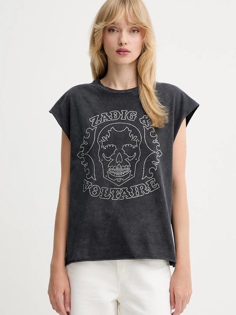 ZADIG&VOLTAIRE t-shirt bawełniany damski kolor szary JWTT01275 - zdjęcie produktu nr 1