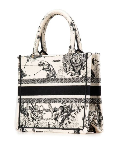 Christian Dior Pre-Owned 2022 Small Canvas Embroidered Zodiac Toile De Jouy Book tote bag - White