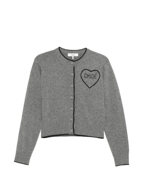 Chloé heart-motif buttoned cardigan - Grey - zdjęcie produktu nr 1