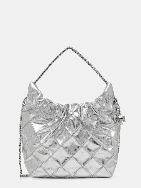 Tory Burch torebka skórzana Fleming kolor srebrny 176040-040 - zdjęcie produktu nr 1