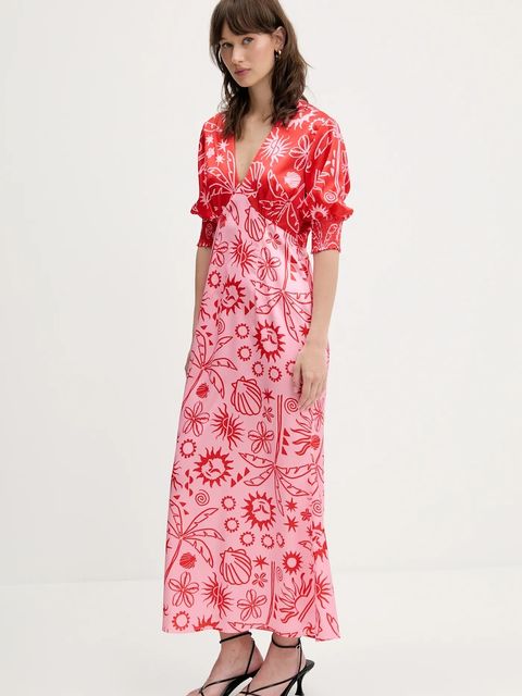 Never Fully Dressed sukienka kolor czerwony maxi prosta NFDDR2181