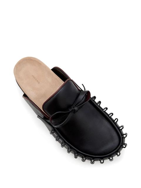 JW Anderson bow tie leather mules - Black