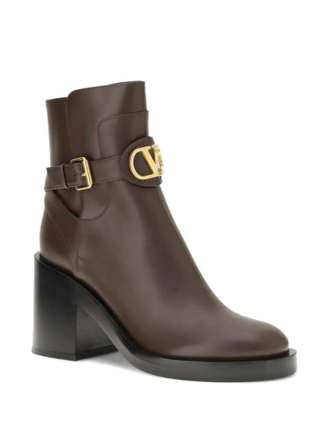 Valentino Garavani 90mm V-logo Signature buckled ankle boots - Brown - zdjęcie produktu nr 1