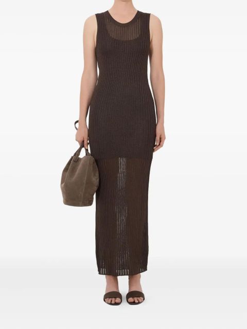 LouLou de Saison Icaria ribbed semi-sheer maxi dress - Brown - zdjęcie produktu nr 2