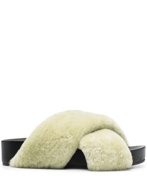 Jil Sander shearling cross-over sandals - Green - zdjęcie produktu nr 1