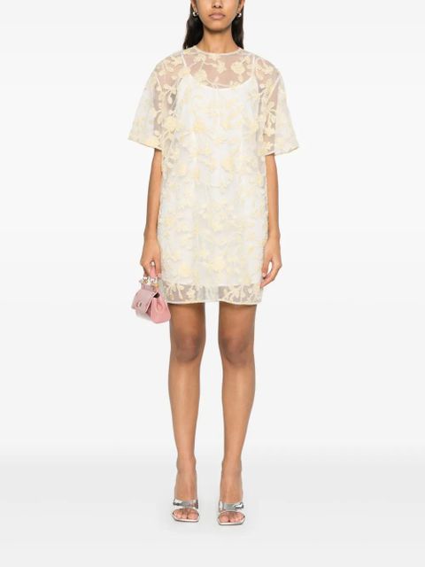 ROTATE BIRGER CHRISTENSEN floral-embroidered beaded mini dress - Yellow