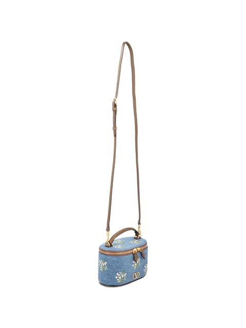 Valentino Garavani Vanity floral-embroidered denim tote bag - Blue