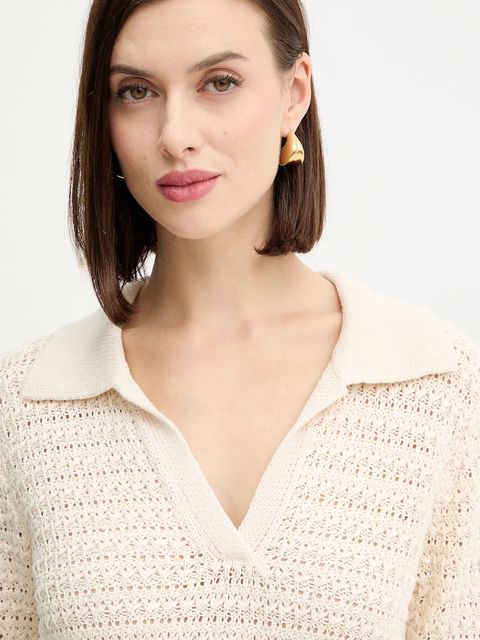 Morgan sweter damski kolor beżowy lekki MDEFILE