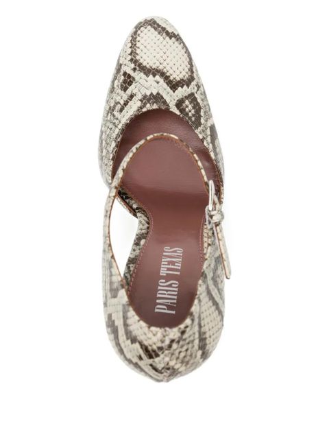 Paris Texas 100mm python-print ankle-strap pumps - Neutrals