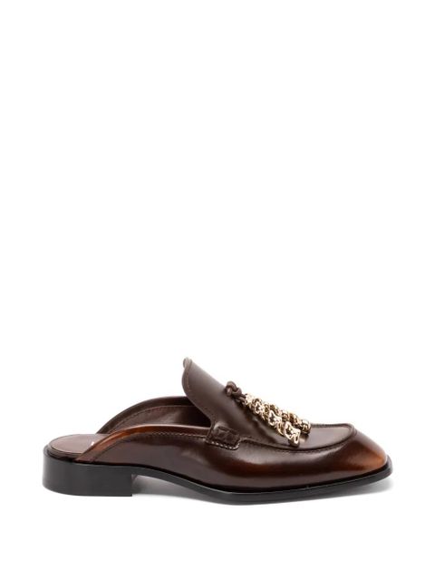 LOEWE chain-embellished leather mule loafers - Brown - zdjęcie produktu nr 1