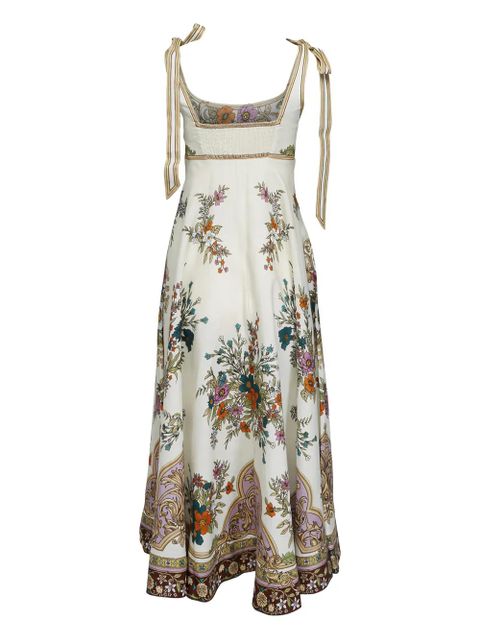 ALEMAIS floral tie-strap midi dress - White