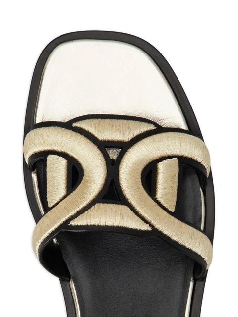 Tod's embroidered-stap flat sandals - Gold