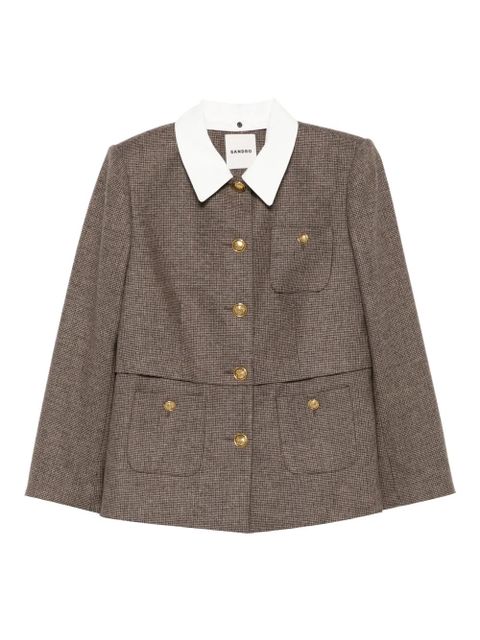 SANDRO houndstooth detachable-collar jacket - Brown - zdjęcie produktu nr 1