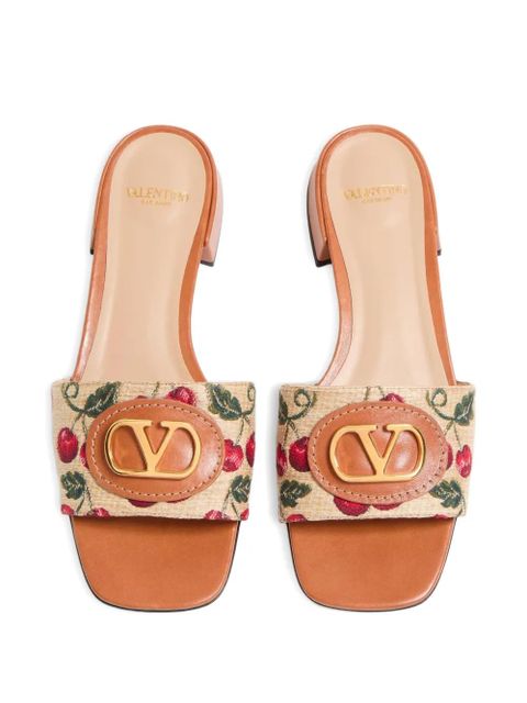 Valentino Garavani 20mm VLogo Signature Cherryfic-motif sandals - Neutrals