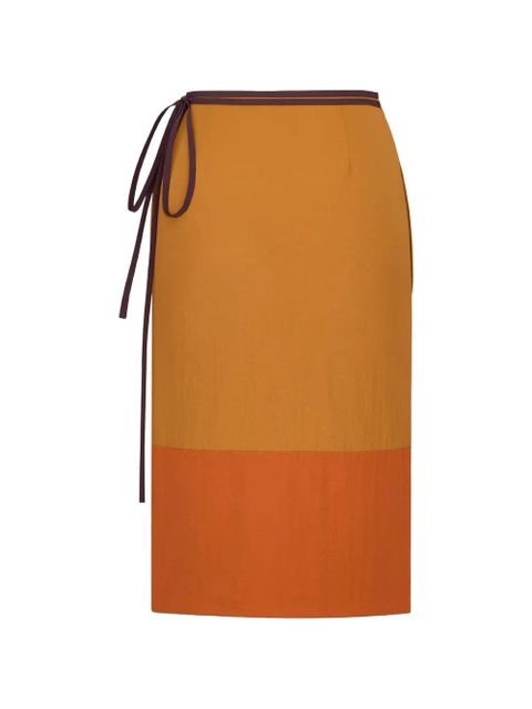 Saint Laurent tie-detail colour-block skirt - Orange - zdjęcie produktu nr 2