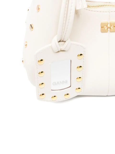 GANNI logo-detail studs tote bag - Neutrals