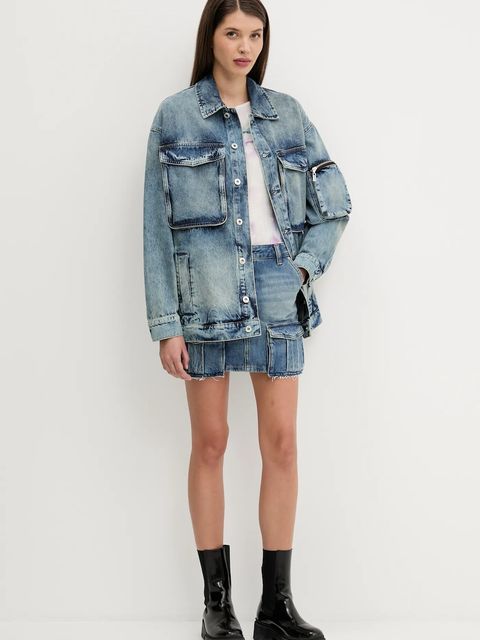 Karl Lagerfeld Jeans kurtka jeansowa kolor niebieski przejściowa oversize A3W14011 - zdjęcie produktu nr 2