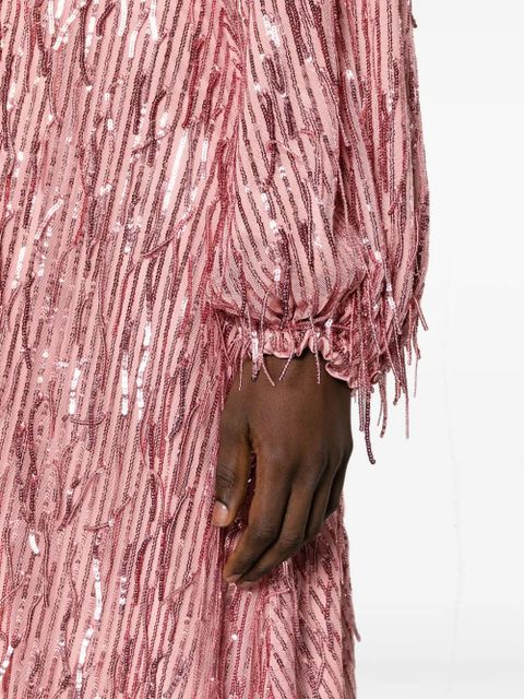 ROTATE BIRGER CHRISTENSEN fringed sequin-embellished maxi dress - Pink