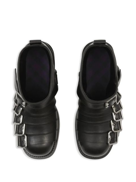 Burberry buckled leather biker boots - Black