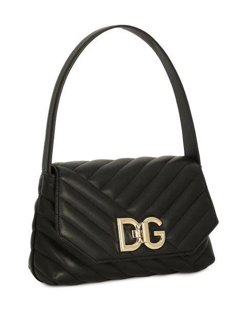 Dolce & Gabbana logo-buckle padded leather bag - Black