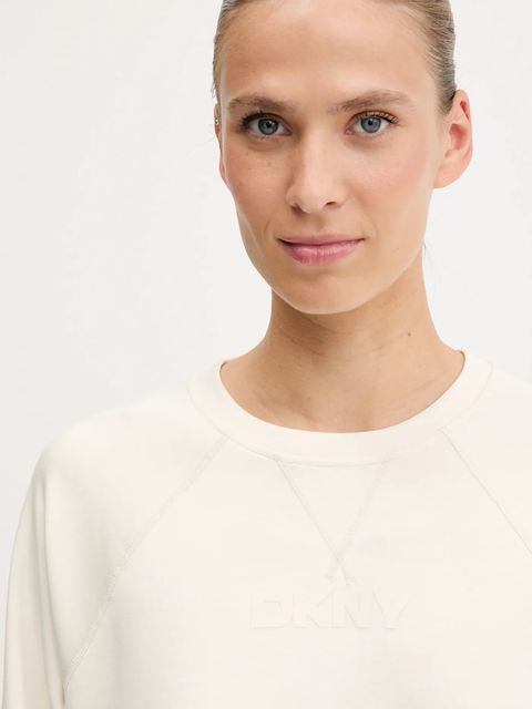 Dkny bluza damska kolor beżowy z nadrukiem DP5T9976