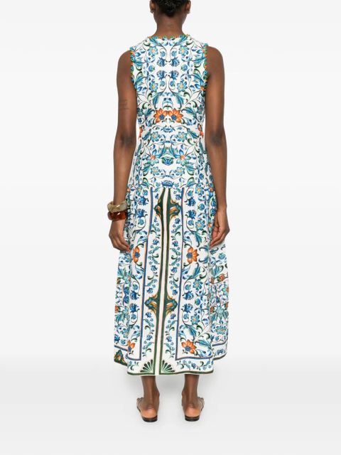 FARM Rio floral-print V-neck midi dress - White