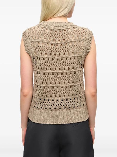 GANNI intarsia-knit logo top - Neutrals