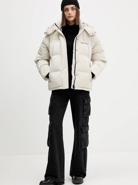 Karl Lagerfeld Jeans kurtka kolor beżowy zimowa A4W15020