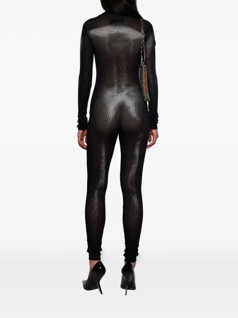 Jean Paul Gaultier asymmetric-collar mesh jumpsuit - Black