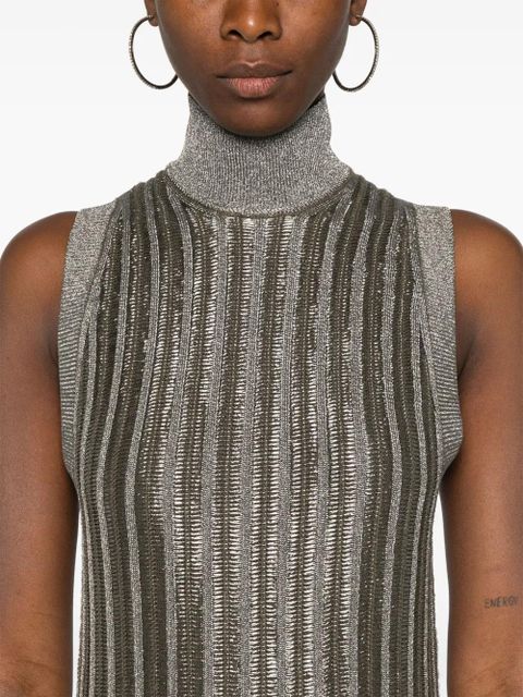 TOM FORD metallic-threading ribbed mini dress - Green